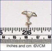 Silver & Pearl Wings & Cross Designer Style Brooch